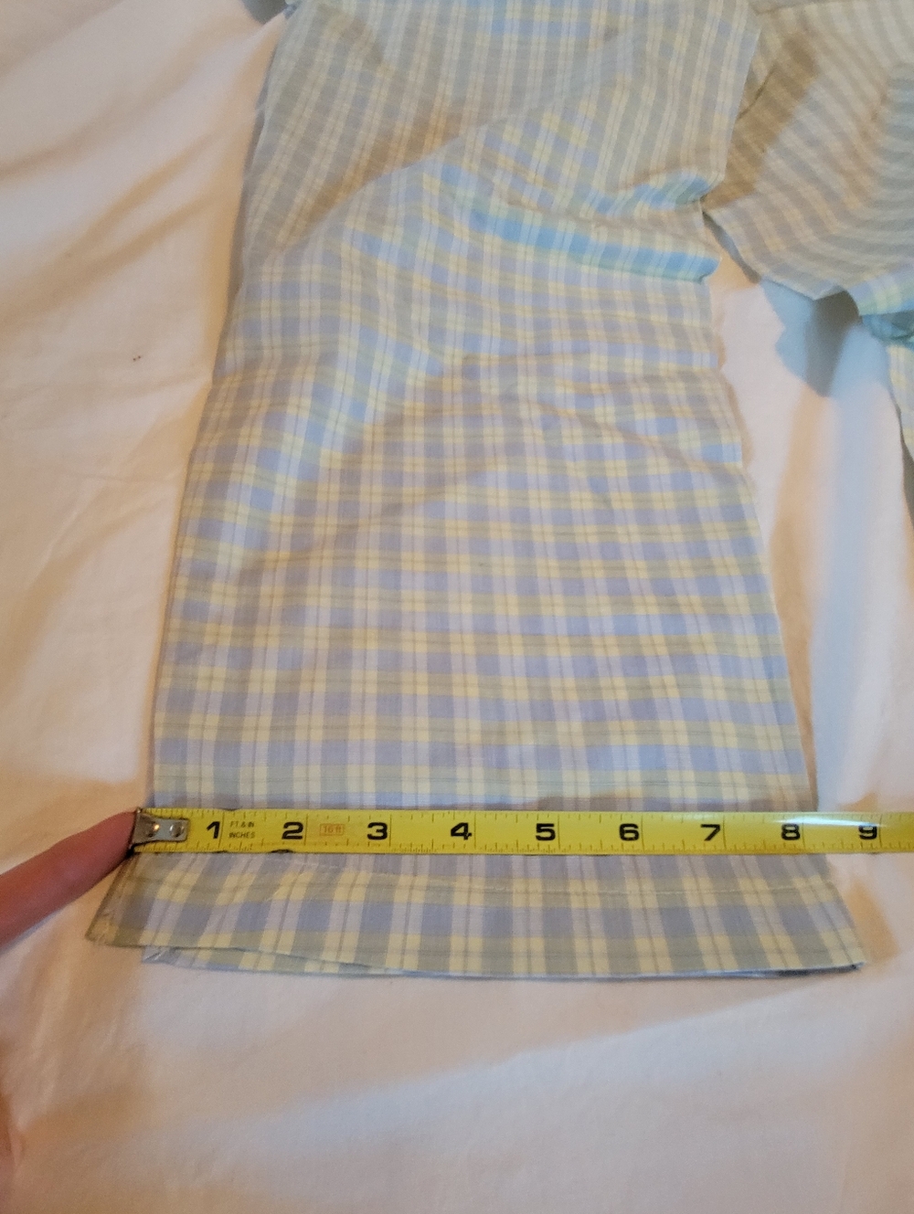 Casual 60% Cotton Lounge Summer Plaid Pants Yellow & Blue Size Medium - Picture 11 of 14